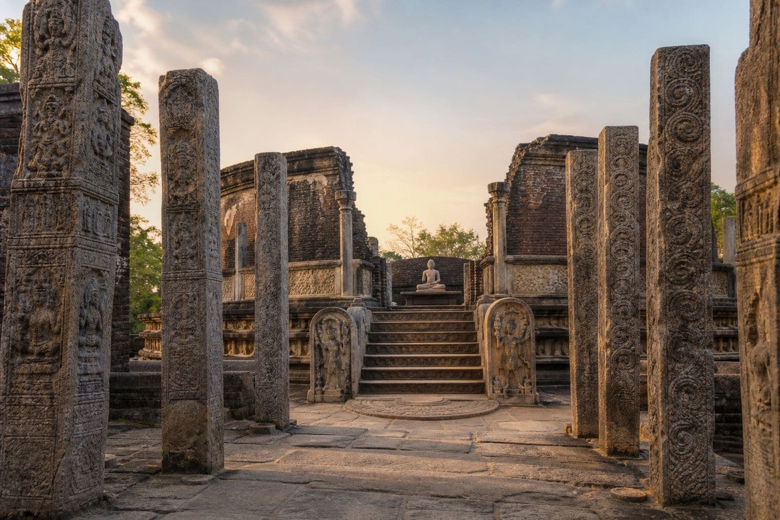 Ancient Polonnaruwa Vatadage stone ruins