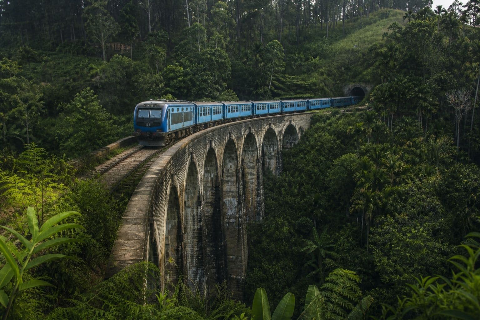 Nine Arch Bridge near Ella with a highland train