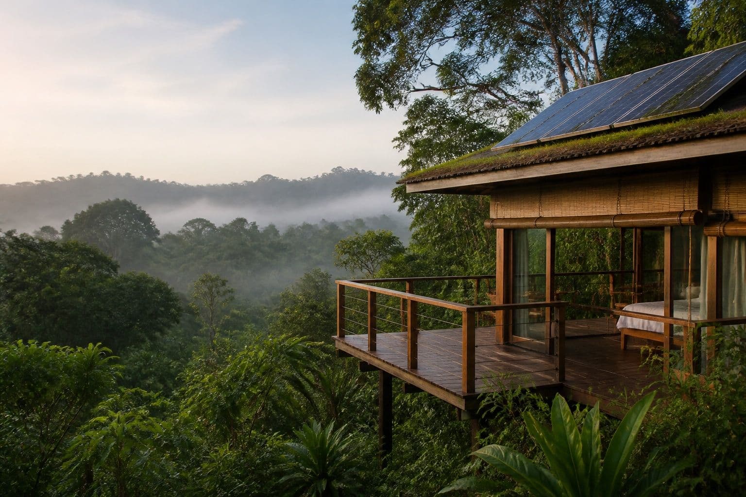 Sustainable eco-lodge cabin in a Sri Lankan rainforest